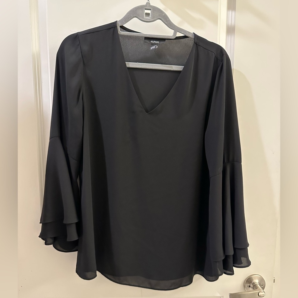 Black bell sleeve blouse